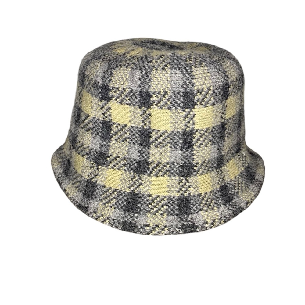 San Diego Hat Company Wool Bucket Hat Plaid Grey and Yellow - Picture 2 of 8